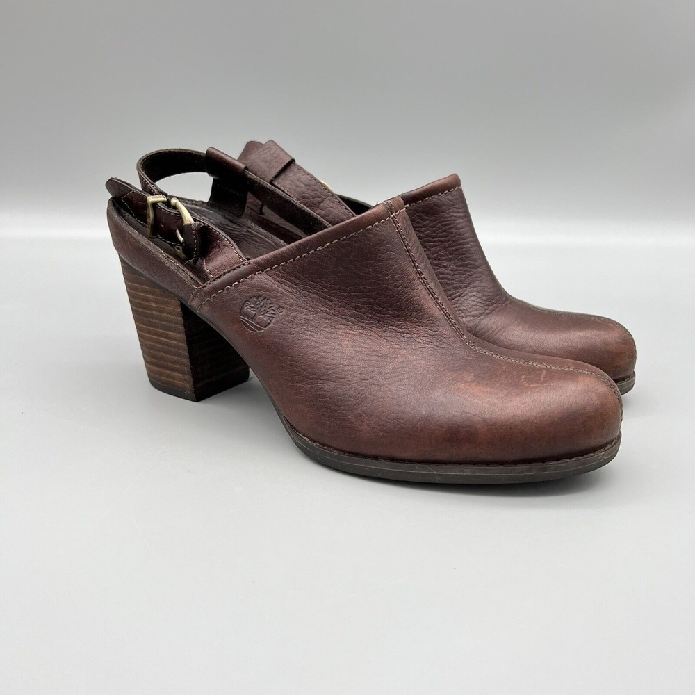 Timberland Earthkeepers Womens Shoes Sz 9 Rudston Slingback Mules Heel Brown EUC